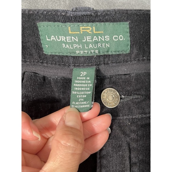 Lauren Ralph Lauren Pants Womens 4 Black Corduroy Straight Leg Mid Rise Petite - Picture 9 of 12